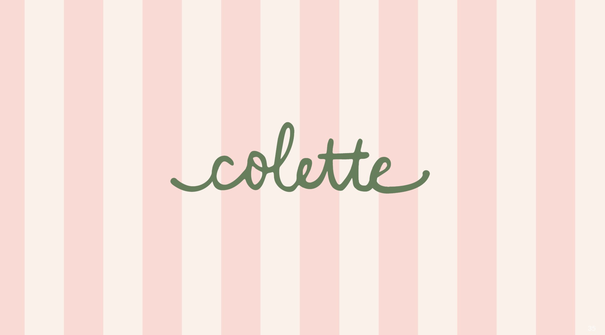 Colette wordmark on a soft pink-and-cream striped background.